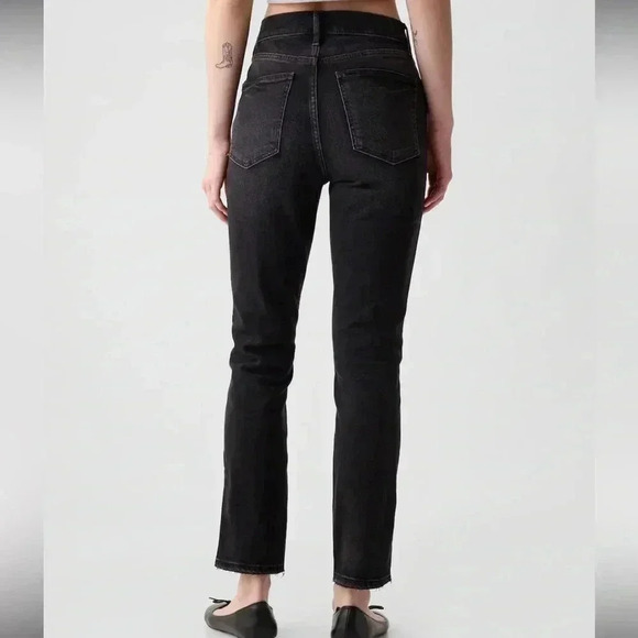 GAP Vintage Slim High Rise Jeans Unfinished Hem Black 30/10 EUC​ - Picture 4 of 16